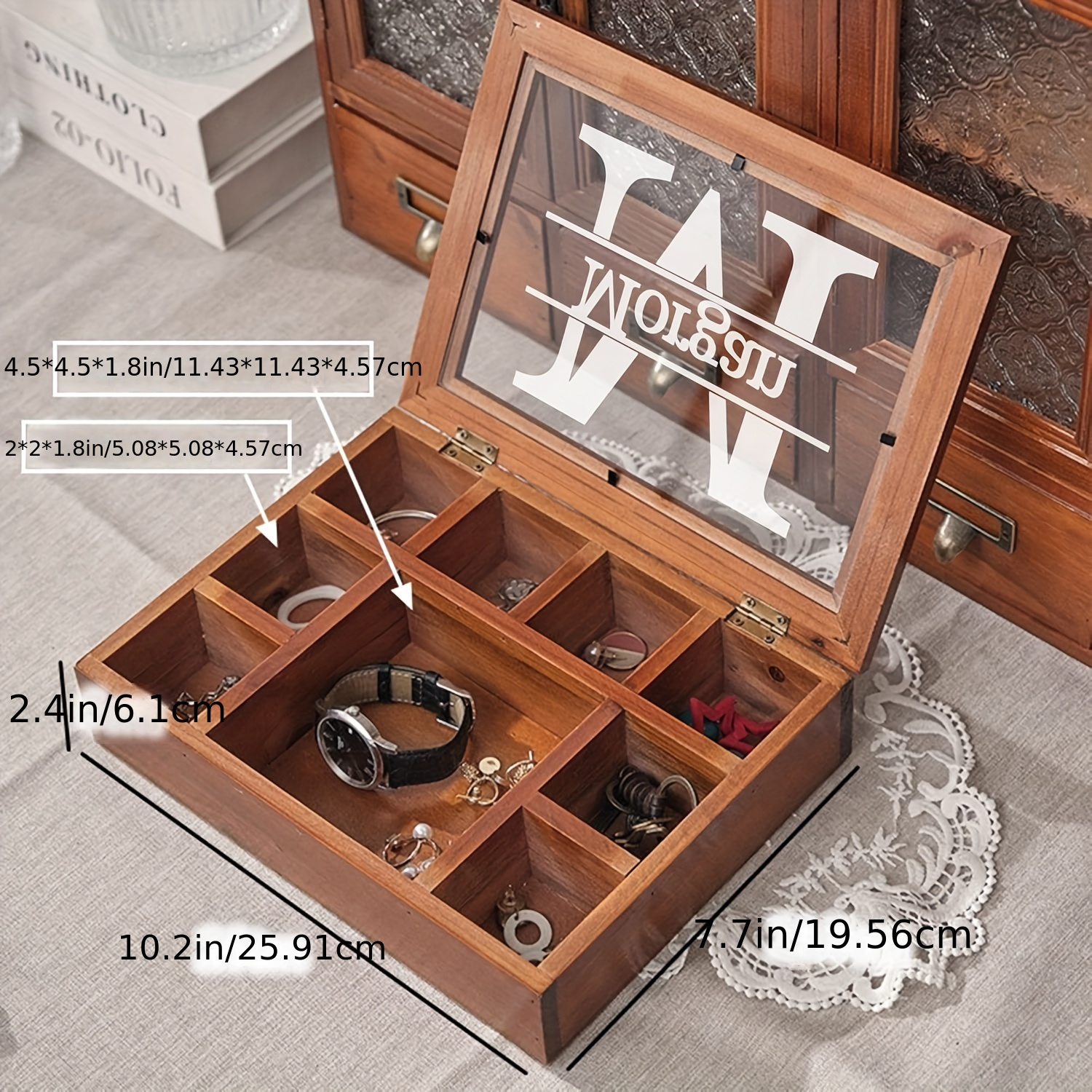 Personalized Wooden Jewelry Box Organizer for Men